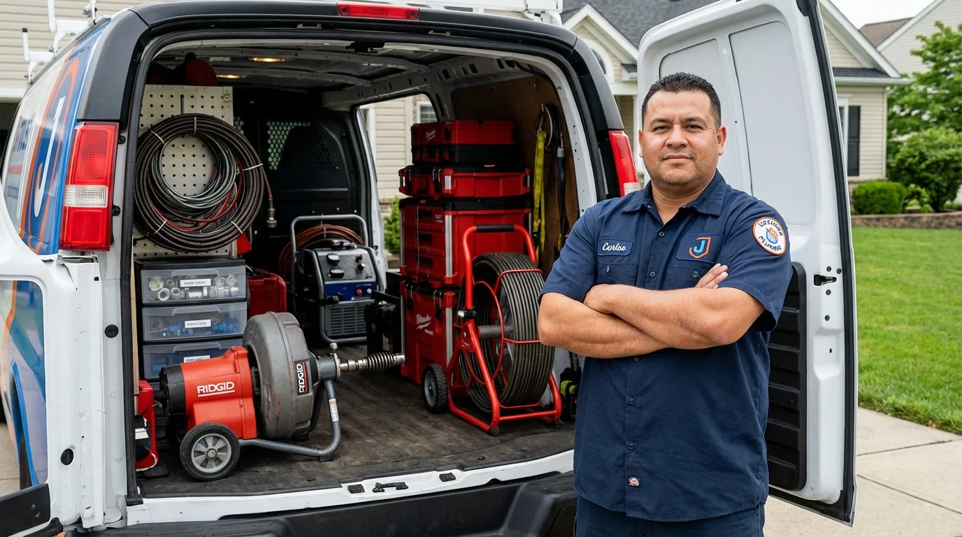 Professional drain cleaning equipment and Johns Plumbing LLC plumber in Tavares